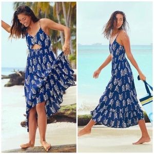 Aerie Navy Blue Cut Out Maxi Beach Dress
